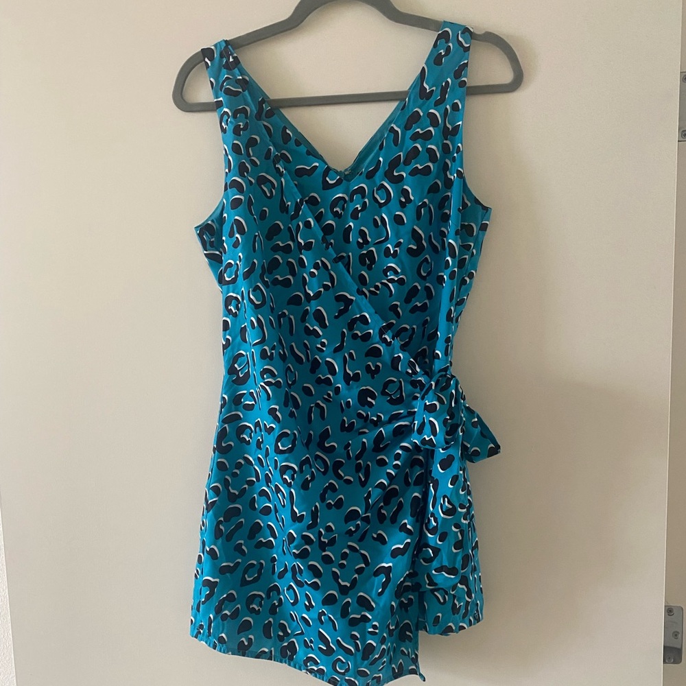 Animal print blue romper